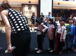 Our little pirates getting ready to perform in a mall in KL!