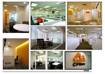 This image showcases a selection of WA INTERIORS' completed projects, featuring contemporary and modern design elements. The well-lit interior spaces boast a clean and minimalist aesthetic, with a neutral color palette accented by vibrant orange details. Office furniture is sleek and functional, embodying the essence of modern corporate design as presented in Malaysia, ideal for professionals seeking an updated, stylish workspace.